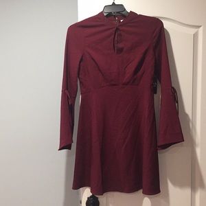 Maroon bell sleeve dress